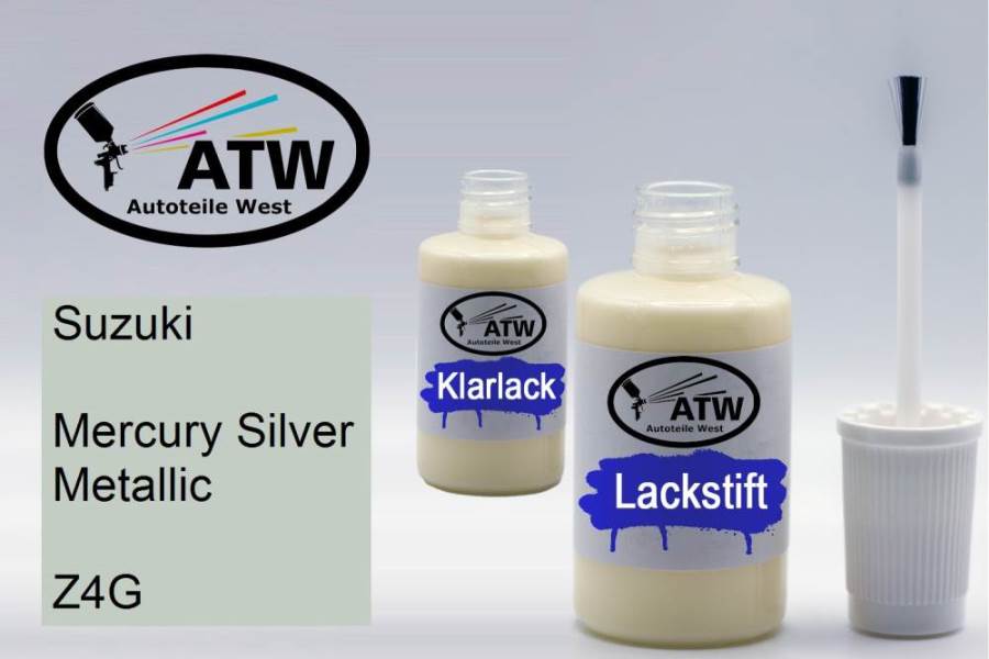 Suzuki, Mercury Silver Metallic, Z4G: 20ml Lackstift + 20ml Klarlack - Set, von ATW Autoteile West.